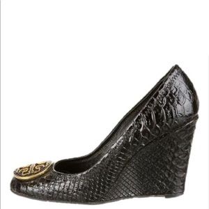Tory Burch Snake Skin Wedge